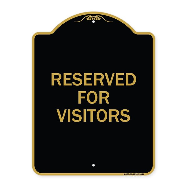 Reserved Parking Reserved Parking for Visitors, Black & Gold Alum, 18" x 24", BG-1824-23041